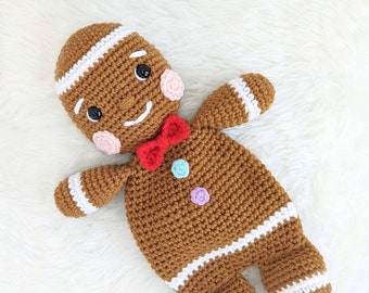 Gingerbread Man Crochet Lovey Pattern: Beginner Friendly Amigurumi (PDF Pattern)