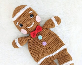 CROCHET LOVEY PATTERN: Gingerbread Man Amigurumi Pattern, Christmas Comforter, Beginner Friendly, English Only, Easy to Follow Pattern