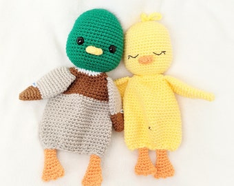 Crochet Lovey Duck Pattern, Amigurumi Duckie, Crochet Comforter Pattern, Mallard Duck Hunter Baby Gift