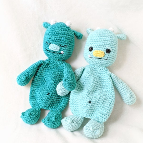 Crochet Lovey Monster Pattern, amigurumi monster pattern, crochet comforter for babies, snuggler baby gift, instant download pattern only