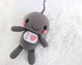 Amigurumi robot pattern, crochet love robot pattern download, crochet robot stuffie heirloom toy pattern