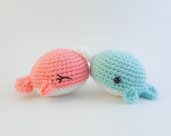 Crochet Whale & Narwhal Amigurumi Pattern, Baby whales pattern, baby toy pattern, gifts for baby, cute mini whales crochet pattern, 2 in 1