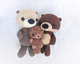 CROCHET OTTER PATTERN: Otter Family Amigurumi Pattern, Written in English, Easy To Follow, Includes 2 Otter Styles, Baby Otter, and fish