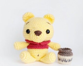 Crochet Winnie the Pooh Pattern: Amigurumi with Shirt & Honey Pot (PDF Pattern)