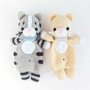 CROCHET LOVEY PATTERN kitty cat snuggler, amigurumi cat pattern, heirloom toy pattern download, cat comforter for babies