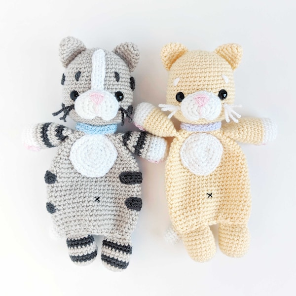 Crochet lovey kitty cat pattern, amigurumi cat pattern, heirloom toy pattern download, cat snuggler for babies
