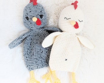 Crochet Chicken Lovey Pattern, Chicken Amigurumi lovey pattern, Crochet Comforter, Chicken theme or farm themed nursery decor farm baby gift