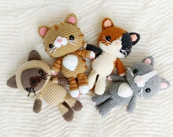 Crochet Cat Amigurumi Pattern: Siamese, Tabby, Calico, Tuxedo (PDF Pattern)