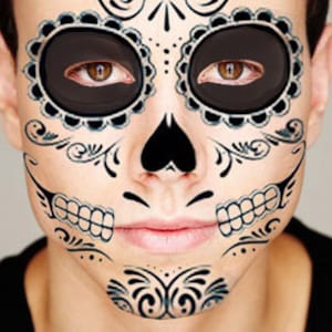 Sugar Skull Temporary Face Tattoo Skull Face Day of the Dead Dia de los Muertos Calavera Halloween Costume image 2