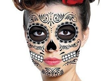 Sugar Skull Temporary Face Tattoo - Skull Face - Day of the Dead - Dia de los Muertos - Calavera - Halloween Costume