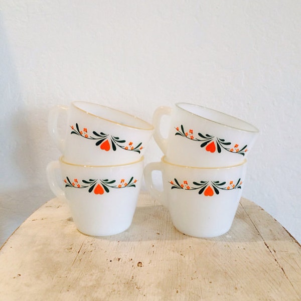 Vintage Milk Glass Mugs // 60s Retro Mug Set