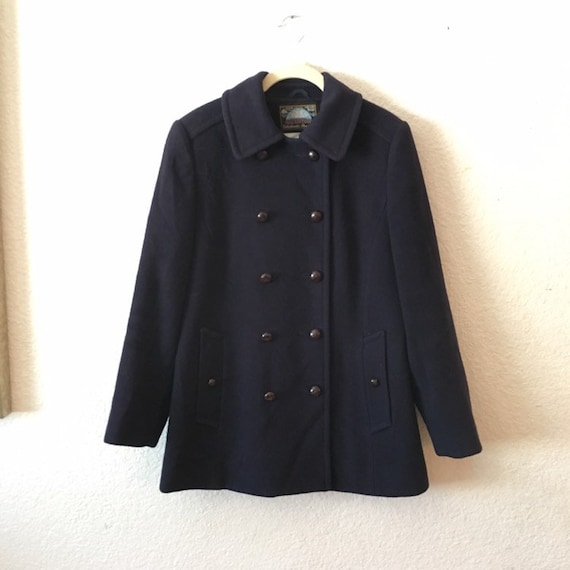 Vintage Mackintosh Pure Wool Navy Blue Womens Peac