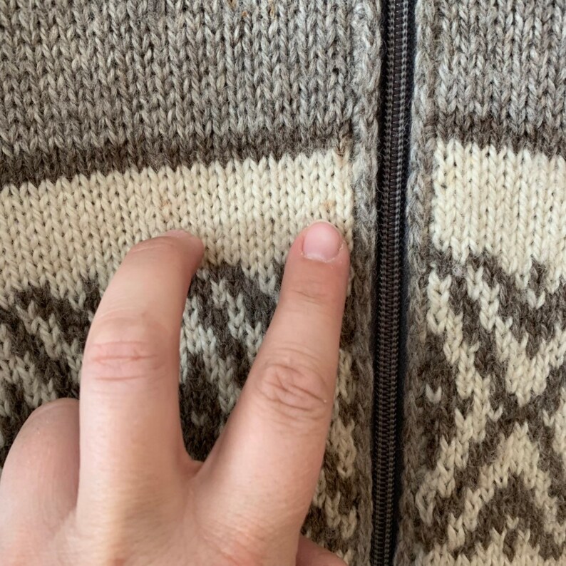 Kauri Kraft Hand Knit New Zealand Pure Wool Full Zip Sweater Coat Collared Womens Small