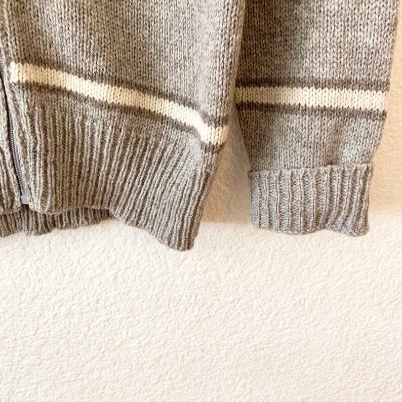 Kauri Kraft Hand Knit New Zealand Pure Wool Full Zip Sweater Coat Collared Womens Small
