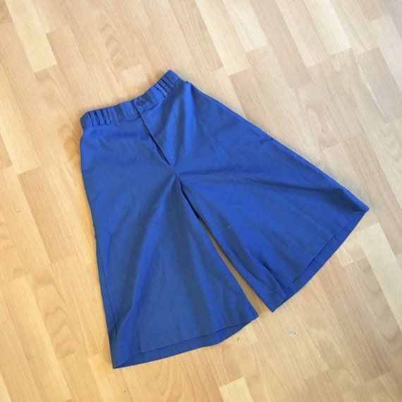 Vintage 70s Blue Shorts Coolats Capri Wide Leg Cot