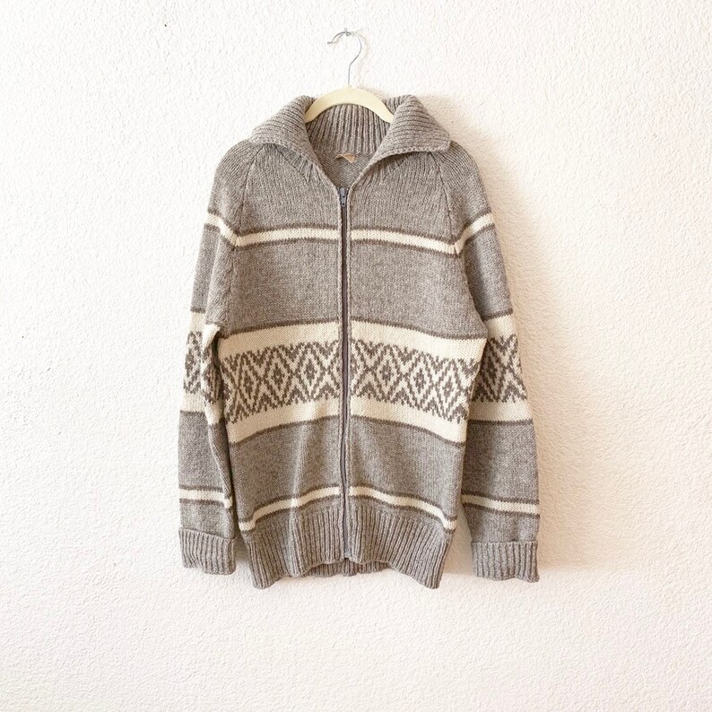 Kauri Kraft Hand Knit New Zealand Pure Wool Full Zip Sweater Coat Collared Womens Small