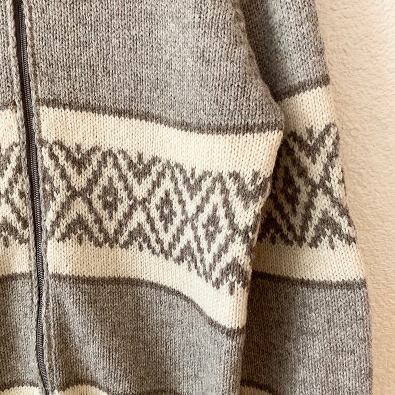 Kauri Kraft Hand Knit New Zealand Pure Wool Full Zip Sweater Coat Collared Womens Small