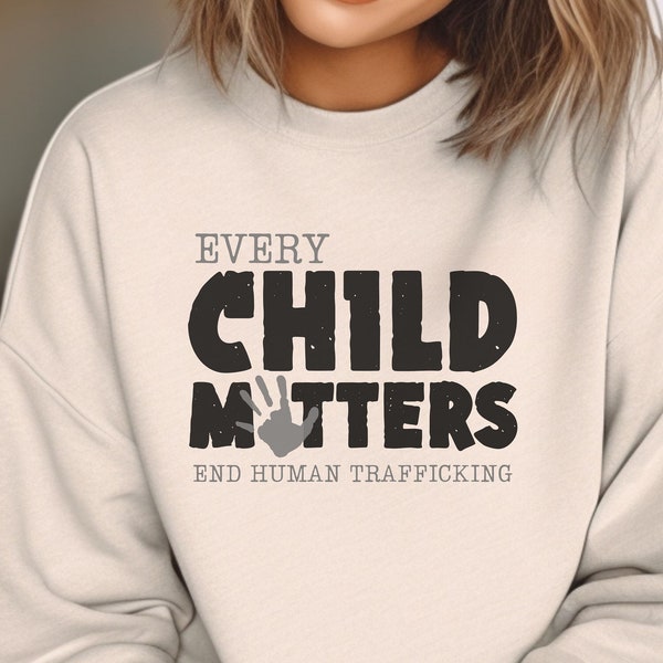 Chaque enfant compte, sweat-shirt avec empreinte de main, fin de la traite des êtres humains, son de la liberté, soutien à Save Our Children, chemise de sensibilisation Halte à l'esclavage