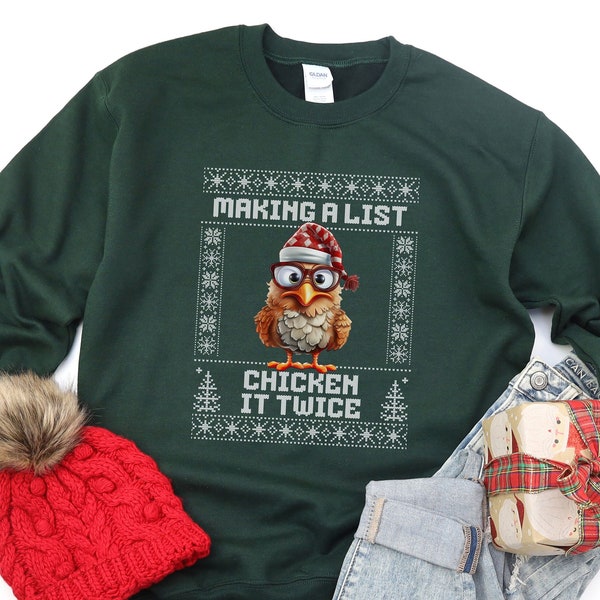 Sweat-shirt drôle de poulet de Noël pour la fête de pull de Noël laid, cadeau d’amant de poulet de Noël à la ferme, pull amusant pour la fête de bureau de vacances