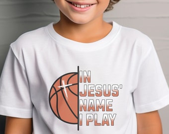 Basketball Player Gift Jesus Loves Me Shirt, In Jesus Name I Play, Christian Sports Gift For Basketball Warmup Shirts Christian Schools