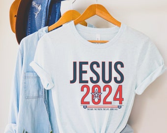 Conservative God Bless America Election Shirt, Vote Jesus 2024 Political Shirt, Jesus Christ Shirt Faith Over Fear, Church Merch Faith Top