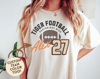 Football Girlfriend Personalized Comfort Colors Tshirt Game Day Custom Football Player Number Tee Friday Night Lights Mom Football Jersey