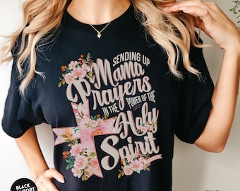 Holy Spirit Comfort Colors Tshirt, Blessed Mama Faith Based Christian Streetwear Tee, Daughter Of The King Shirt, Floral Cross Mothers Day