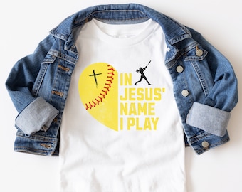 Softball Player Shirt Gift Jesus Loves Me, Softball Practice Shirt, Christian School Apparel, Church Team, Softball Coach Tshirt Gift Idea