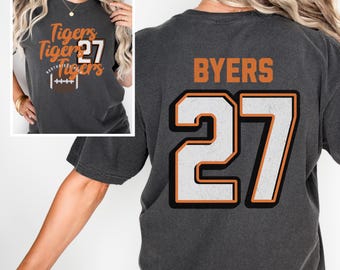Custom Football Mascot Shirt Personalized Jersey Number On Back Football Mama Comfort Colors Tee Football Girlfriend School Spirit TShirt