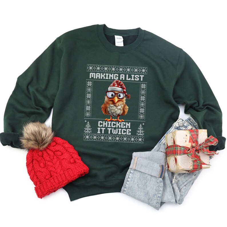 Funny Christmas Chicken Sweatshirt Perfect For Farmer Gift or Chicken Lover Gift And The Ugly Sweater Christmas Party