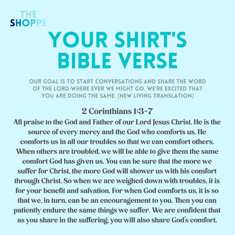 Christian Tshirt, 2Corinthians 1:3-7 All Praise To The God and Father of our Lord Jesus Christ
