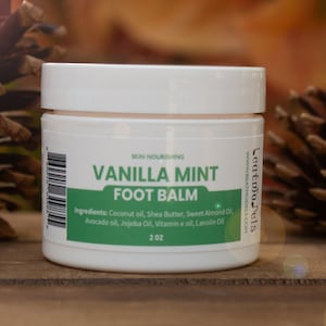 Vanilla Mint Hand and Foot Care Balm, Natural Anti-Fungal Foot Cream, Dry Cracked Heels Treatment Moisturizing, Non-Toxic Skin Care