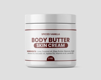 Manteca corporal ultrahidratante / Crema para la piel con aceite de coco y manteca de karité / Hidratación nutritiva / 2 oz
