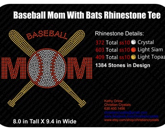 Baseball Mom With Bats Rhinestone Tee