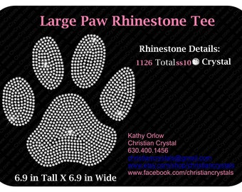 Large Paw Custom Rhinestone Tee