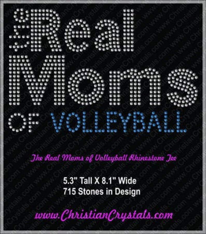 The Real Moms of Volleyball Custom Rhinestone Tee image 1