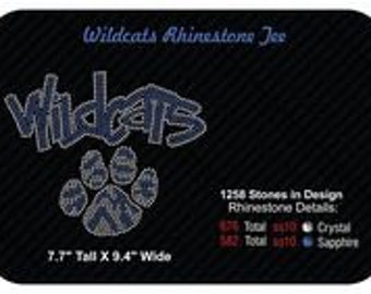 Wildcats with Paw Custom Rhinestone Tee