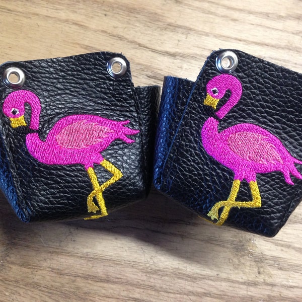 Pink Flamingo Leather Roller Derby Toe Guards