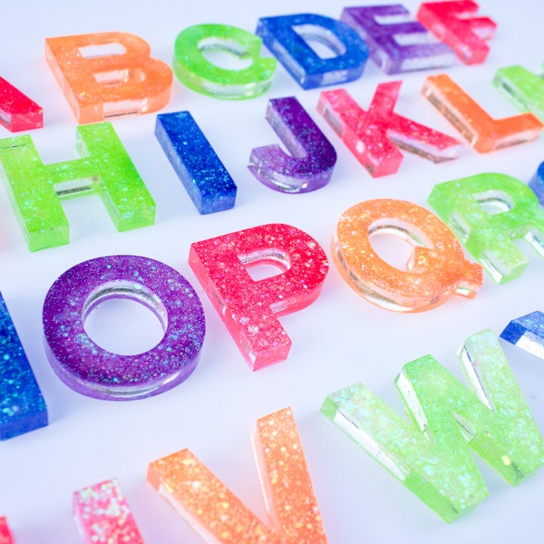 Glitter Resin Alphabet Letter Set | A-Z Uppercase Resin Alphabet Letters