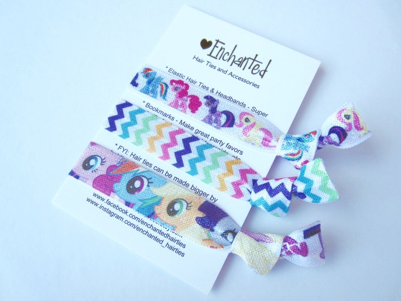 Little Pony Inspired 3 Pack Soft Elastic Hair Ties Bracelet Etsy