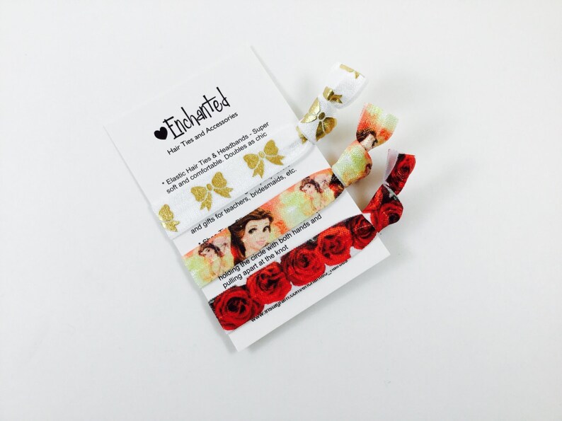 Belle Beauty And The Beast Inspired 3 Pack Soft Elastic Hair Etsy