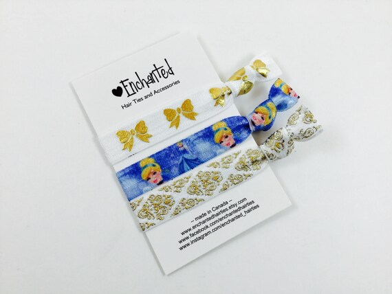 Cinderella Inspired 3 Pack Soft Elastic Hair Ties Bracelet Etsy