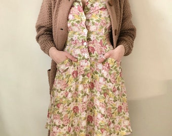 Grunge Floral short dress, Size M, Y2K Mini Dress