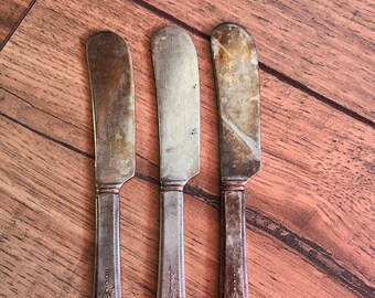 Set of 3 Butter Silver Spoons, Cheese Serving Pieces