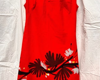 Handpainted 70s dress, mini dress, flower power, handmade in Italy, vintage size S