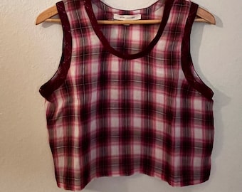 Marc Jacobs crop top, Y2K plaid top, size S/M