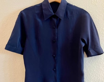 Minimalist silk shirt, Y2K long blouse, Size M, Made in Italy