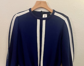 Color block sweater, puffed sleeve, vintage, Size M