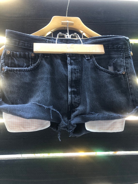 Levis cutoffs, Size 32W, Made in USA, with custom 