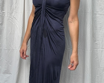 Ginfranco Ferrè Y2K dress, Minimalist dress, size S/M, Midnight Blue